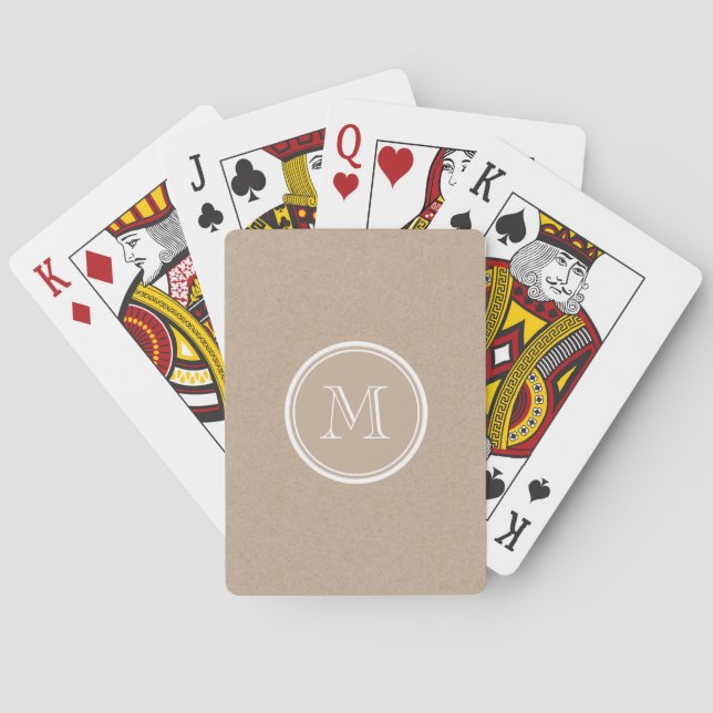 Kraft Paper Background Monogram Playing Cards (Back)