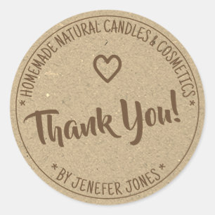 Kraft Paper Beige Border Frame Thank You Labels