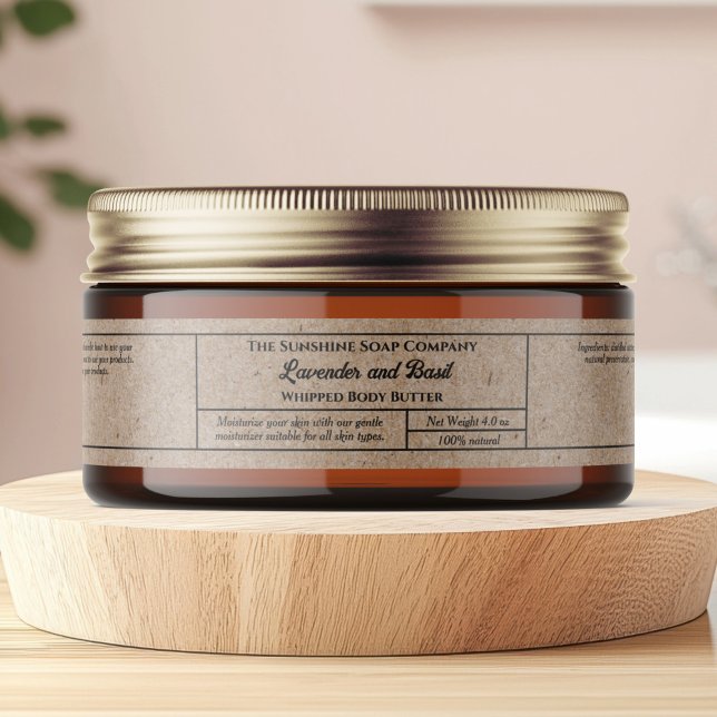 Kraft paper body butter cosmetics jar 1" x 7.25" wrap around label (Creator Uploaded)