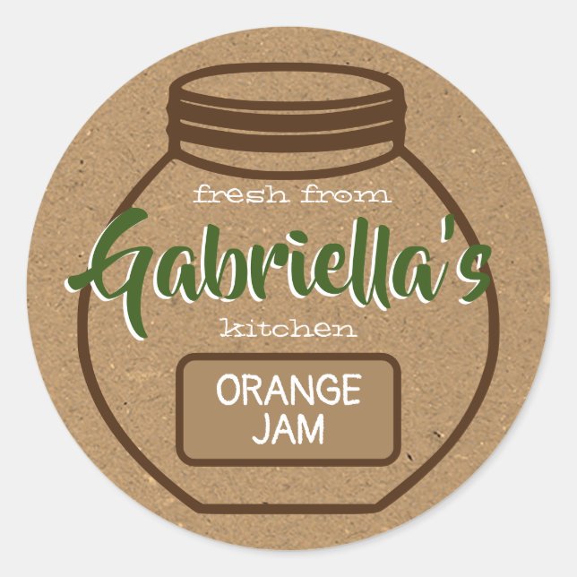 Kraft Paper Brown Green Jam Jar Lid Food Labels  (Front)