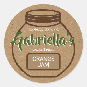 Kraft Paper Brown Green Jam Jar Lid Food Labels