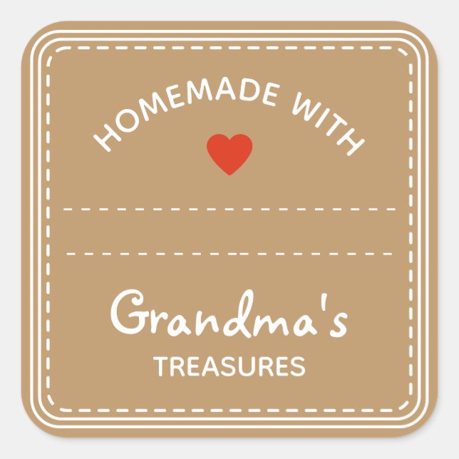 Kraft Paper Brown Jar Labels Blank Textbox Heart (Front)