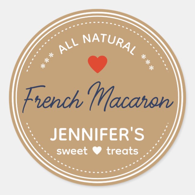 Kraft Paper Brown Jar Labels Handwritten Heart   (Front)