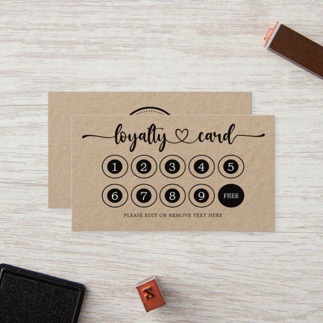 Kraft Paper Business Logo Store Salon Coffee Shop  Loyalty Card (Front/Back In Situ)