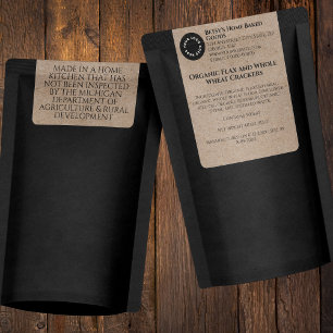 Kraft Paper Cottage Food Product Label with logo