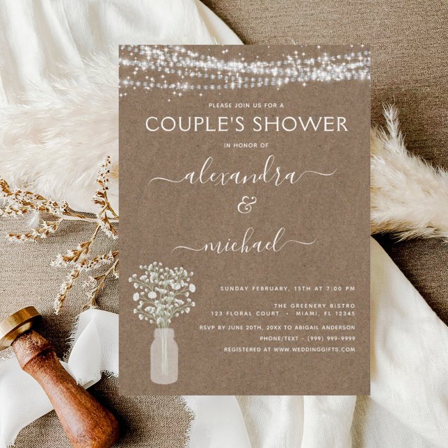 Kraft Paper Couple's Shower Rustic Invitation (Creator Uploaded)