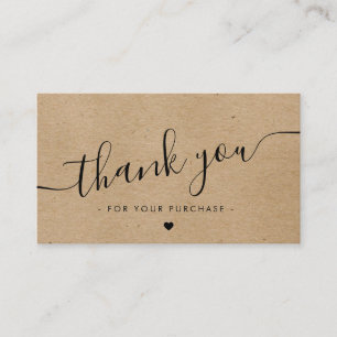 Kraft paper custom logo thank you  business card