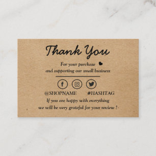 Kraft paper custom logo thank you  business card