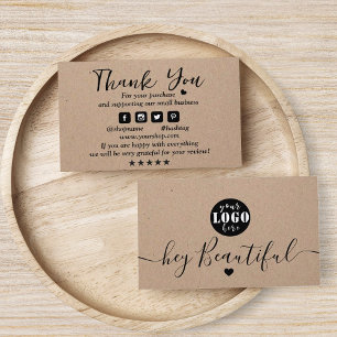 Kraft Paper Custom Logo Thank You Business Card