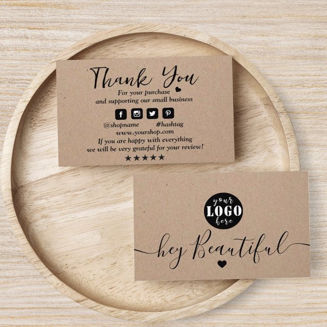 Kraft Paper Custom Logo Thank You  Business Card (Creator Uploaded)