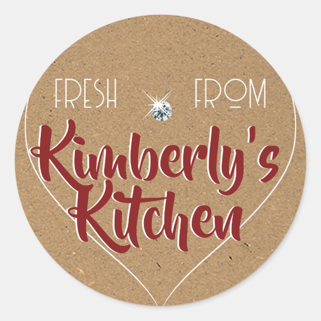Kraft Paper Dark Red Rhinestone Cupcake Label (Front)