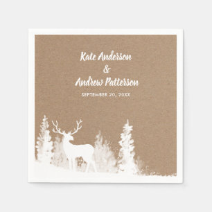 Kraft Paper Deer Christmas Wedding Napkin