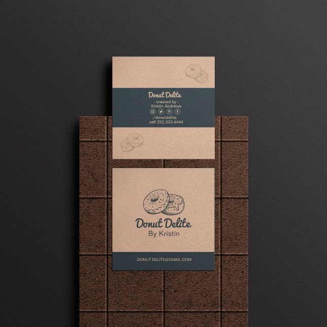 kraft Paper Doughnut Square Business Card (Creator Uploaded)