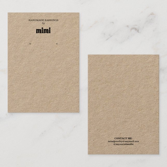 Kraft Paper Earring Display  Business Card (Front/Back)
