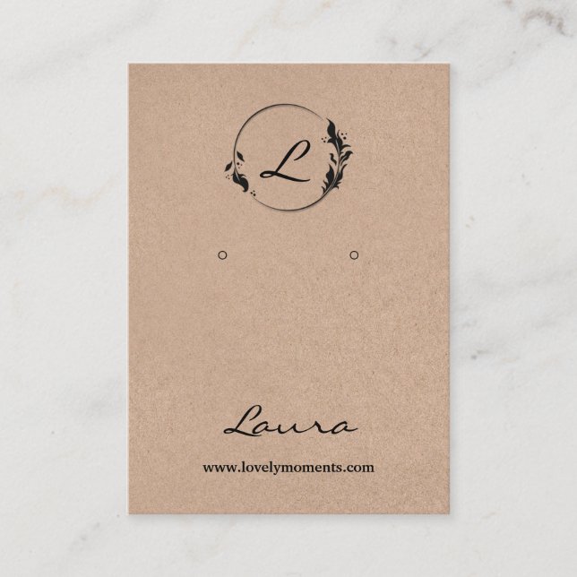Kraft paper earring display card (Front)