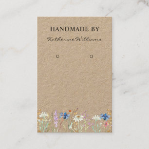 Kraft Paper Earring Display Wildflower Floral Business Card