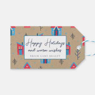 Kraft Paper Festive Happy Holidays Realty    Gift Tags