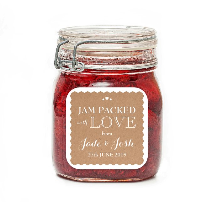 Kraft Paper Hearts Wedding Favour Jam Jar Sticker (Creator Uploaded)