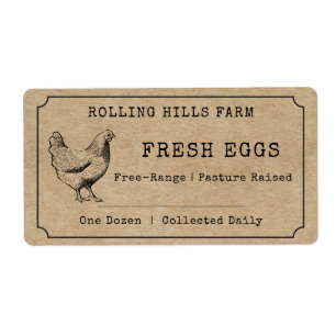 Kraft Paper Hen Farm Fresh Egg Carton Label