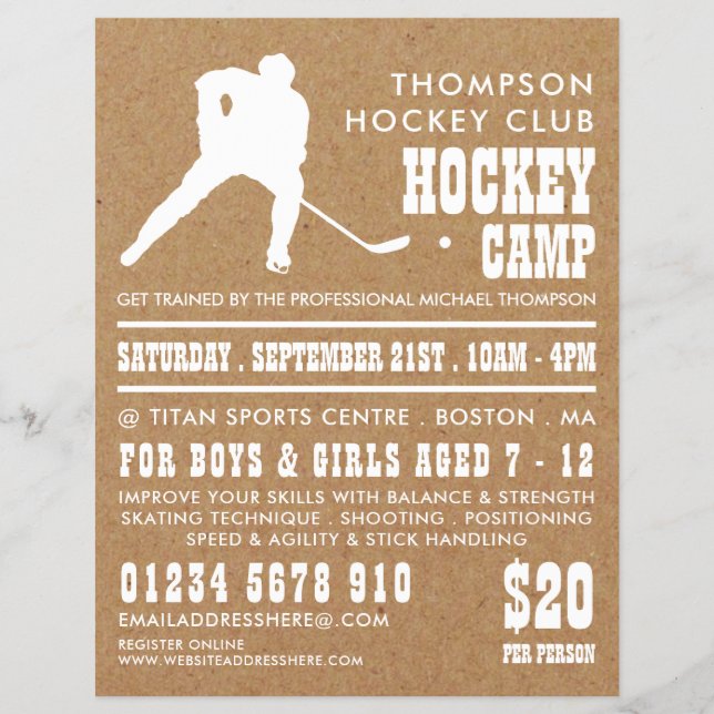 Kraft Paper, Hockey Camp Advertising Flyer (Front)