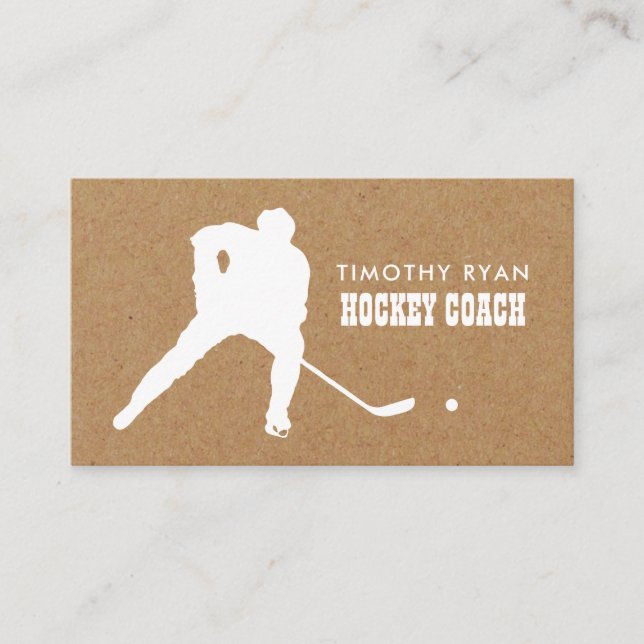 Kraft Paper, Hockey Player, Hockey Coach Business Card (Front)