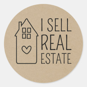 Kraft Paper I Sell Real Estate Classic Round Sticker