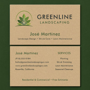 Kraft Paper Landscaping Gardener Logo Business Card