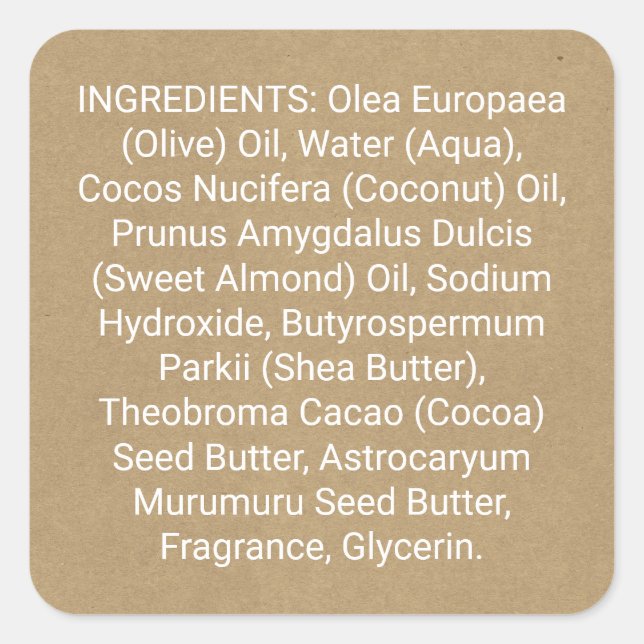 Kraft Paper Look Ingredient Listing Product Label (Front)