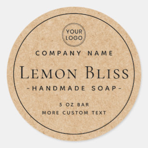 Kraft paper look round border product label