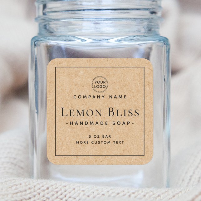 Kraft paper look square border product label (Creator Uploaded)