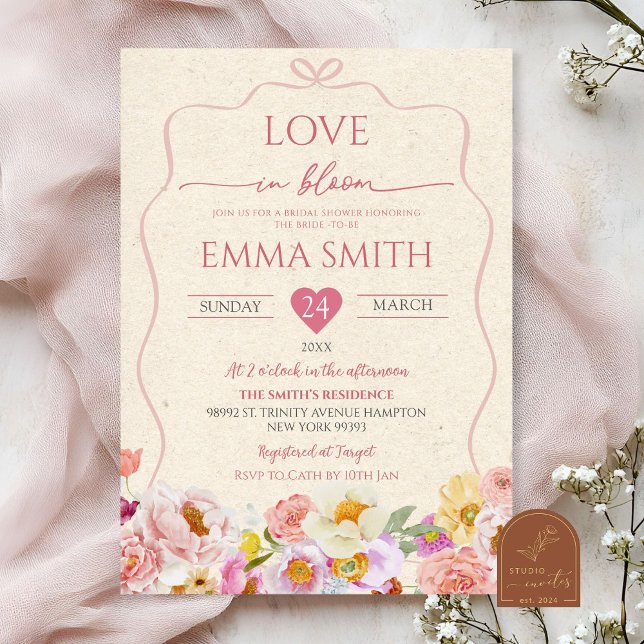 Kraft Paper Love in Bloom Bridal Shower Invitation (Creator Uploaded)