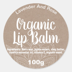 Kraft Paper Mandala Organic Lip Balm Labels