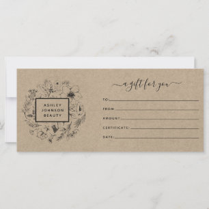 Kraft Paper Modern Botanical Gift Certificate