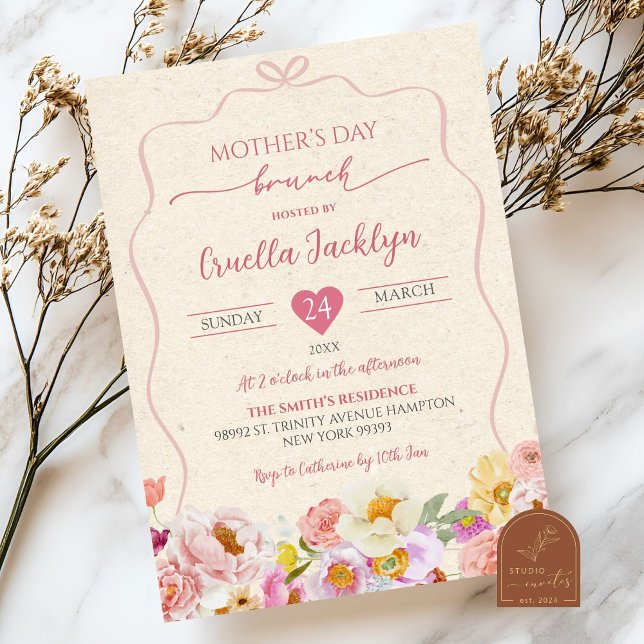 Kraft Paper Mother's Day Brunch Invitation (Creator Uploaded)