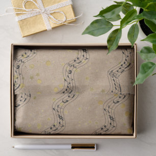 Kraft Paper Music Dots Gold Stars Tissue Paper