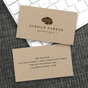 Kraft paper psychologist psychiatrist counsellor business card