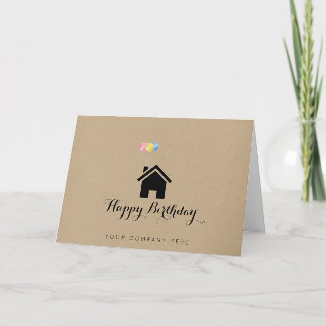 Kraft Paper Real Estate Happy Birthday Realtor  Card (Front)