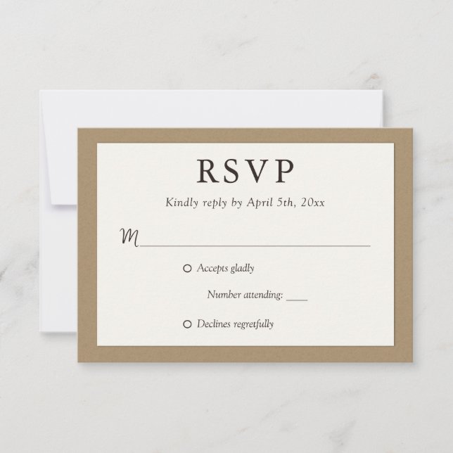 Kraft Paper Rustic Wedding RSVP Cards (Front)