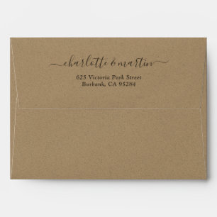 Kraft Paper Script Return Address Wedding 5x7 Envelope