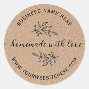 Kraft Paper Simple Homemade With Love Classic Round Sticker