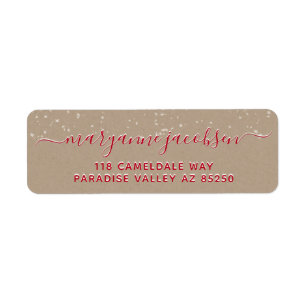 Kraft Paper Snowing Script Winter Return Address