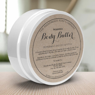 Kraft Paper Style Body Butter Cosmetics Jar Label