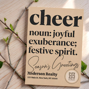 Kraft Paper Style Corporate Business Logo Holiday Card