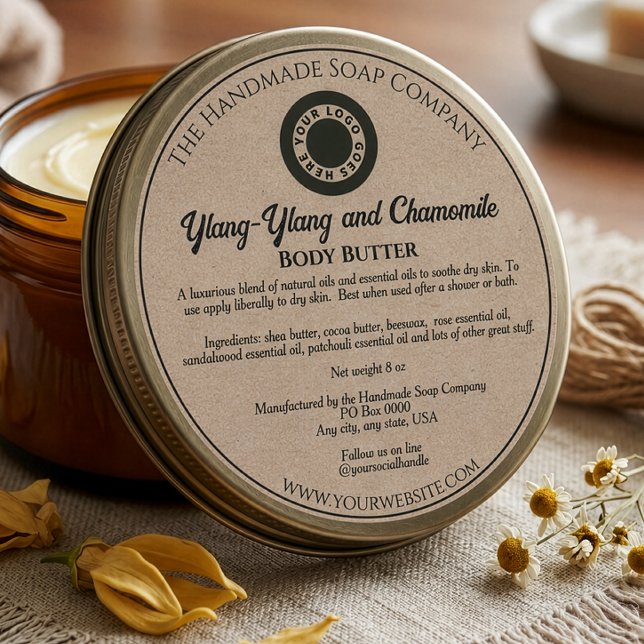 Kraft Paper Style Cosmetics Jar Label with logo (Creator Uploaded)