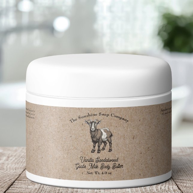 Kraft paper style Goat's Milk Cosmetics Jar Label (Creator Uploaded)