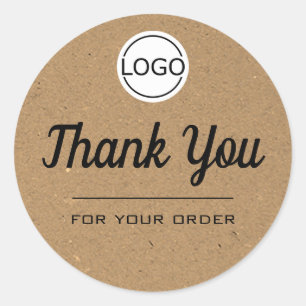Kraft Paper Style Simple Minimalist Thank You Logo Classic Round Sticker