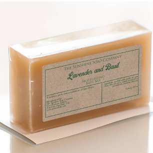 Kraft paper style w green text cosmetics jar label