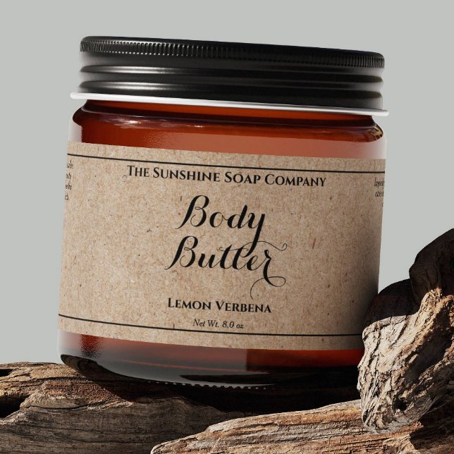 Kraft Paper Style Waterproof Body Butter Jar Label (Creator Uploaded)