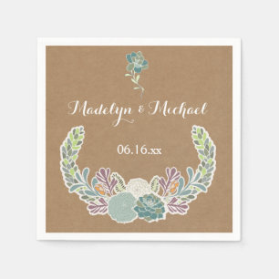 Kraft Paper Succulents Wedding Paper Napkins