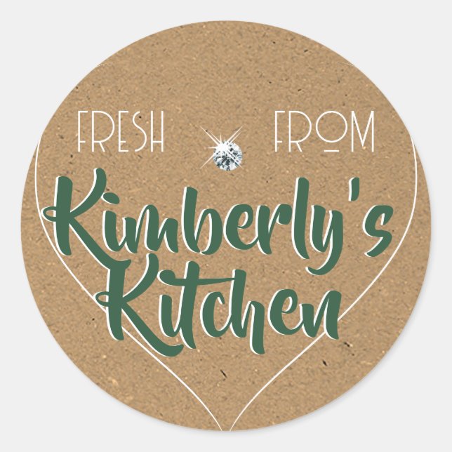 Kraft Paper Teal Green Rhinestone Cupcake Label (Front)